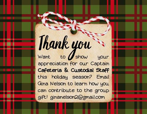 Cafeteria and Custodial Staff Gift Drive